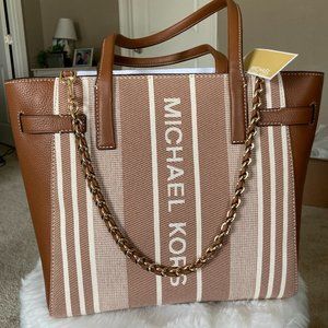NWT Michael Kors Carmen Brown Leather Large Tote